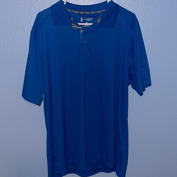 St Andrews Mens Polo Shirt Size XL Blue Scotland Golf Performance Short Sleeve Q - Picture 1 of 5
